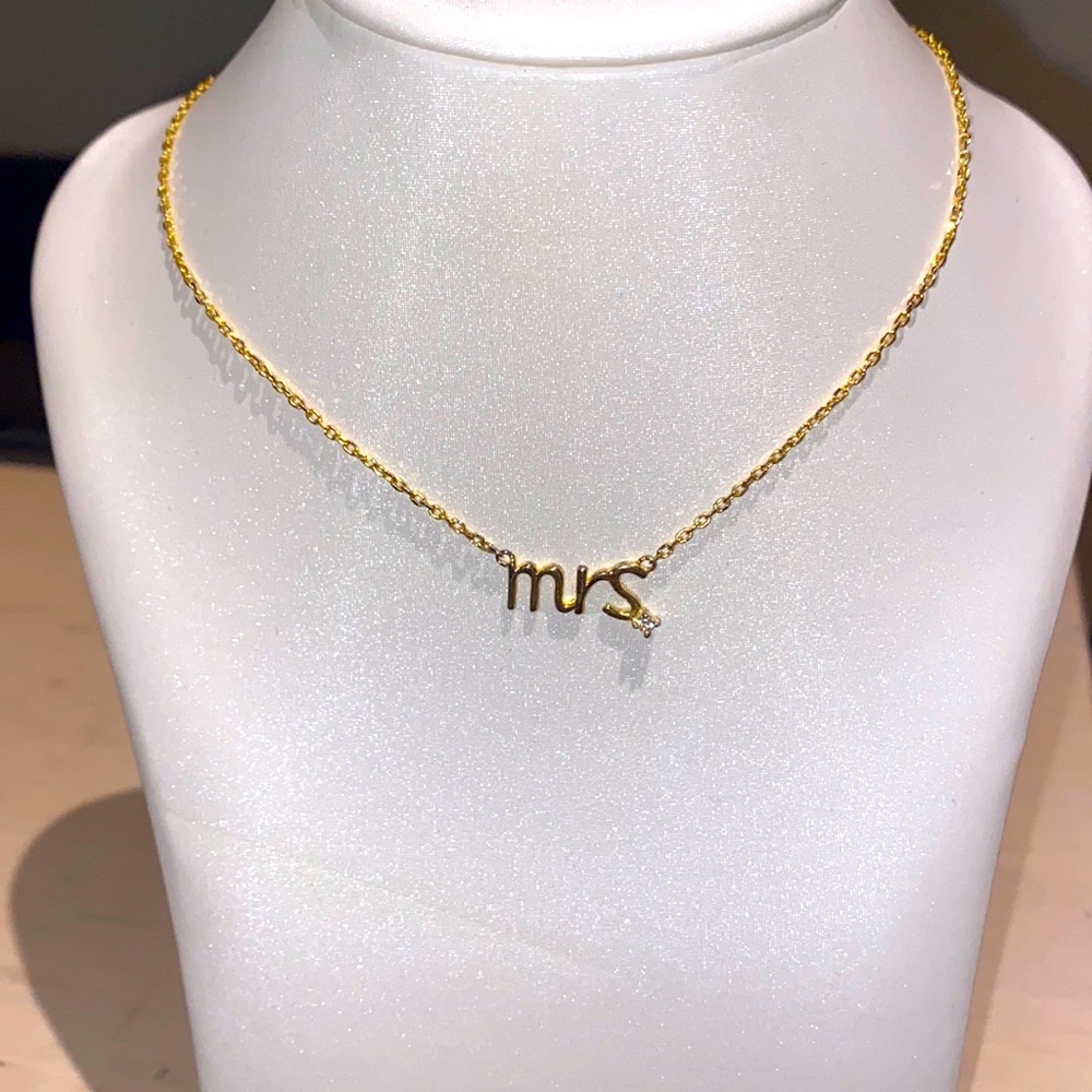 Alex Mika gold vermeil “Mrs” necklace BNWT
